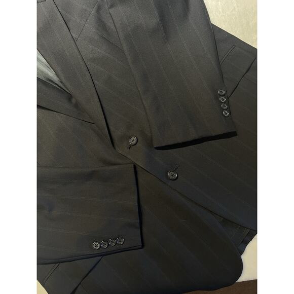 Vtg Austin Reed Mens 50L 43x29.5 Navy Blue Royal Cobalt Stripe Suit Virgin Wool - Picture 7 of 16